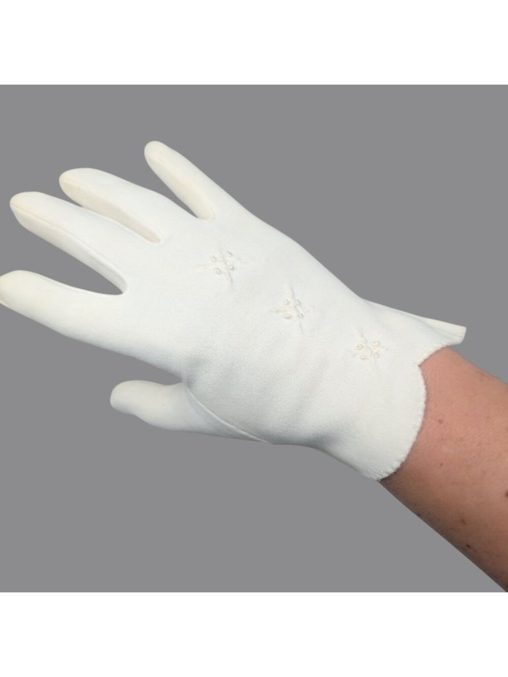 Vintage 50s Fownes White Gloves 7 Small Wrist Cotton